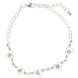 Heart Charm-Anklet With Crystal Accents  Silver-Tone Color #4067