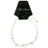 Heart Charm-Anklet With Crystal Accents  Silver-Tone Color #4067