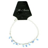 Silver-Tone & Blue Colored Metal Charm-Anklet With Crystal Accents #4065