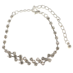 Silver-Tone Metal Tennis-Bracelet With Crystal Accents #3393