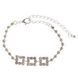 Silver-Tone Metal Tennis-Bracelet With Crystal Accents #3405