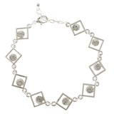 Silver-Tone Metal Tennis-Bracelet With Crystal Accents #3392