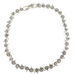 Silver-Tone Metal Tennis-Bracelet With Crystal Accents #3402