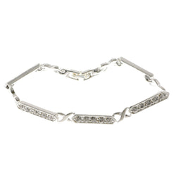 Silver-Tone Metal Tennis-Bracelet With Crystal Accents #3389