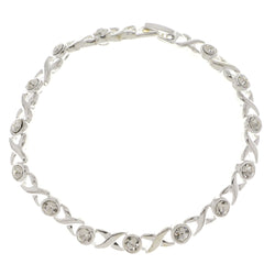 Silver-Tone Metal Tennis-Bracelet With Crystal Accents #3398