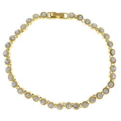 Gold-Tone Metal Tennis-Bracelet With Crystal Accents #3387