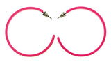 Pink Metal Crystal-Hoop-Earrings With Crystal Accents #319