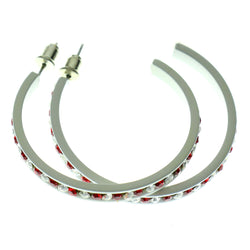 Silver-Tone & Multi Colored Metal Crystal-Hoop-Earrings With Crystal Accents #423