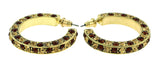 Gold-Tone & Multi Colored Metal Crystal-Hoop-Earrings With Crystal Accents #428