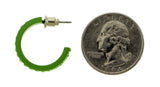 Green Metal Crystal-Hoop-Earrings With Crystal Accents #323