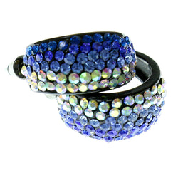 Black & Multi Colored Metal Crystal-Hoop-Earrings With Crystal Accents #436