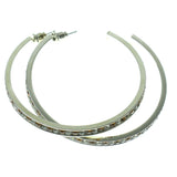 Silver-Tone & Multi Colored Metal Hoop-Earrings With Crystal Accents #445