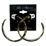 Black & Multi Colored Metal Crystal-Hoop-Earrings With Crystal Accents #455