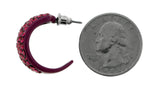 Pink Metal Crystal-Hoop-Earrings With Crystal Accents #463