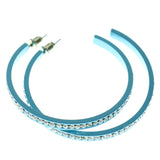 Blue & Clear Colored Metal Crystal-Hoop-Earrings With Crystal Accents #327