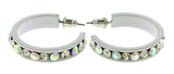 Colorful  AB Finish Crystal-Hoop-Earrings With Crystal Accents #484