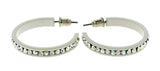 Colorful  AB Finish Crystal-Hoop-Earrings With Crystal Accents #489