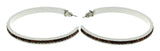 White & Brown Colored Metal Crystal-Hoop-Earrings With Crystal Accents #494