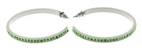 White & Green Colored Metal Crystal-Hoop-Earrings With Crystal Accents #496
