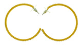 Yellow Metal Crystal-Hoop-Earrings With Crystal Accents #331