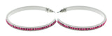 White & Pink Colored Metal Crystal-Hoop-Earrings With Crystal Accents #515