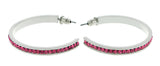 White & Pink Colored Metal Crystal-Hoop-Earrings With Crystal Accents #517