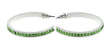 White & Green Colored Metal Crystal-Hoop-Earrings With Crystal Accents #520