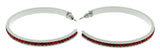 White & Red Colored Metal Crystal-Hoop-Earrings With Crystal Accents #522