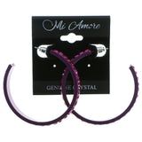 Purple Metal Crystal-Hoop-Earrings With Crystal Accents #337