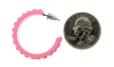 Pink Metal Crystal-Hoop-Earrings With Crystal Accents #340