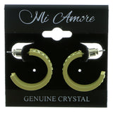 Yellow Metal Crystal-Hoop-Earrings With Crystal Accents #354