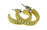 Yellow Metal Crystal-Hoop-Earrings With Crystal Accents #354