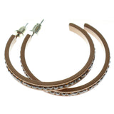 Brown Metal Crystal-Hoop-Earrings With Crystal Accents #356