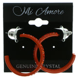 Orange Metal Crystal-Hoop-Earrings With Crystal Accents #357