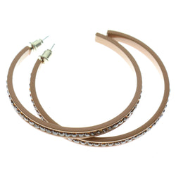 Brown Metal Crystal-Hoop-Earrings With Crystal Accents #358