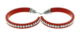 Red & Clear Colored Metal Crystal-Hoop-Earrings With Crystal Accents #359