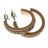 Brown Metal Crystal-Hoop-Earrings With Crystal Accents #360