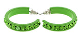 Green Metal Crystal-Hoop-Earrings With Crystal Accents #366