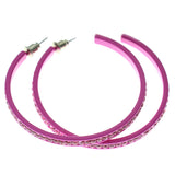 Pink Metal Crystal-Hoop-Earrings With Crystal Accents #368