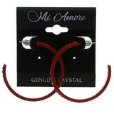Red Metal Crystal-Hoop-Earrings With Crystal Accents #369