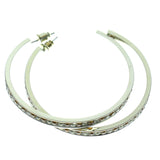 Silver-Tone & Multi Colored Metal Crystal-Hoop-Earrings With Crystal Accents #376