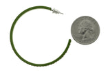 Green Metal Crystal-Hoop-Earrings With Crystal Accents #377