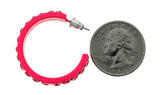 Pink Metal Crystal-Hoop-Earrings With Crystal Accents #384