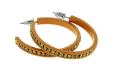 Brown & Yellow Colored Metal Crystal-Hoop-Earrings With Crystal Accents #387