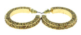 Gold-Tone & Yellow Colored Metal Crystal-Hoop-Earrings With Crystal Accents #390