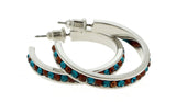 Silver-Tone & Multi Colored Metal Crystal-Hoop-Earrings With Crystal Accents #391
