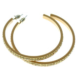 Brown & Yellow Colored Metal Crystal-Hoop-Earrings With Crystal Accents #396