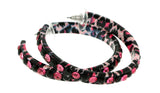 Black & Pink Colored Metal Crystal-Hoop-Earrings With Crystal Accents #404