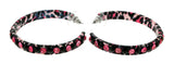 Black & Pink Colored Metal Crystal-Hoop-Earrings With Crystal Accents #404