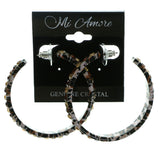 White & Multi Colored Metal Crystal-Hoop-Earrings With Crystal Accents #410